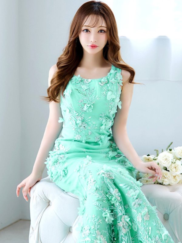 画像23: XLサイズあり【CLEO CLOE/ クレオ クロエ】 オケージョンドレス/ パーティードレス/ ステージドレス/ イベントドレス/ 立体フラワー/ ノースリーブ/ マーメイド/ ロングドレス long[OF05] (23)