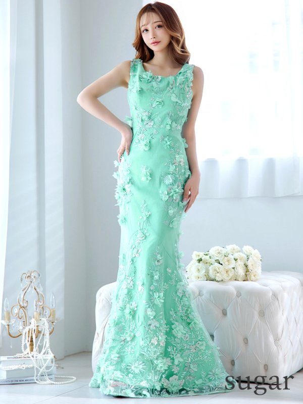 画像25: XLサイズあり【CLEO CLOE/ クレオ クロエ】 オケージョンドレス/ パーティードレス/ ステージドレス/ イベントドレス/ 立体フラワー/ ノースリーブ/ マーメイド/ ロングドレス long[OF05] (25)