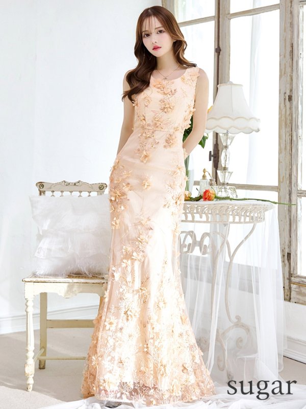 画像7: XLサイズあり【CLEO CLOE/ クレオ クロエ】 オケージョンドレス/ パーティードレス/ ステージドレス/ イベントドレス/ 立体フラワー/ ノースリーブ/ マーメイド/ ロングドレス long[OF05] (7)