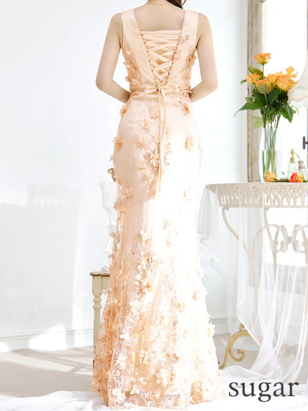 画像9: XLサイズあり【CLEO CLOE/ クレオ クロエ】 オケージョンドレス/ パーティードレス/ ステージドレス/ イベントドレス/ 立体フラワー/ ノースリーブ/ マーメイド/ ロングドレス long[OF05] (9)