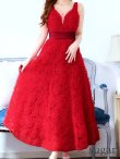 画像11: Lサイズあり【CLEO CLOE/ クレオ クロエ】 パーティードレス/ ステージドレス/ イベントドレス/ 立体フラワー/ バストシアー/ フレア/ ミモレ丈/ ミディアムドレス long[OF05] (11)