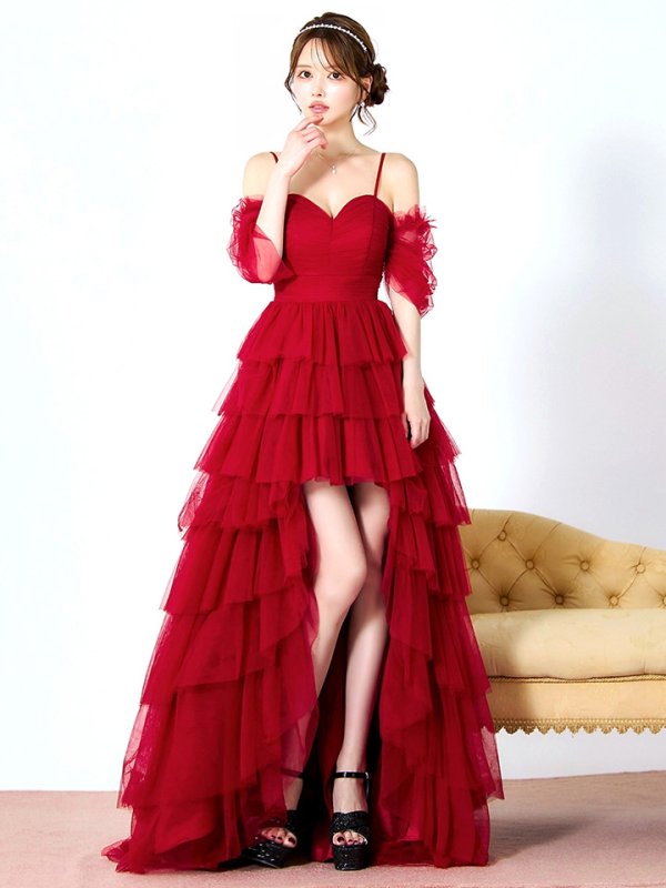 ダークレッド モデル：ゆめ　身長：160cm　着用サイズ：8号(Sサイズ)