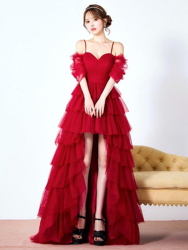 ダークレッド モデル：ゆめ　身長：160cm　着用サイズ：8号(Sサイズ)