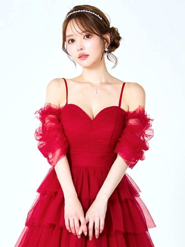 ダークレッド モデル：ゆめ　身長：160cm　着用サイズ：8号(Sサイズ)