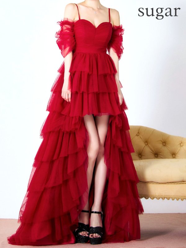 ダークレッド モデル：ゆめ　身長：160cm　着用サイズ：8号(Sサイズ)