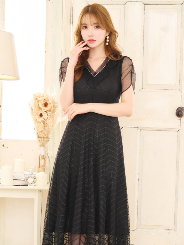 画像7: XS-Lサイズあり 【GINZA COUTURE/銀座クチュール】シースルー/ ワンカラー/ 半袖/ マキシ丈/ワンピース/ミニドレス/ キャバドレス[OF2] (7)