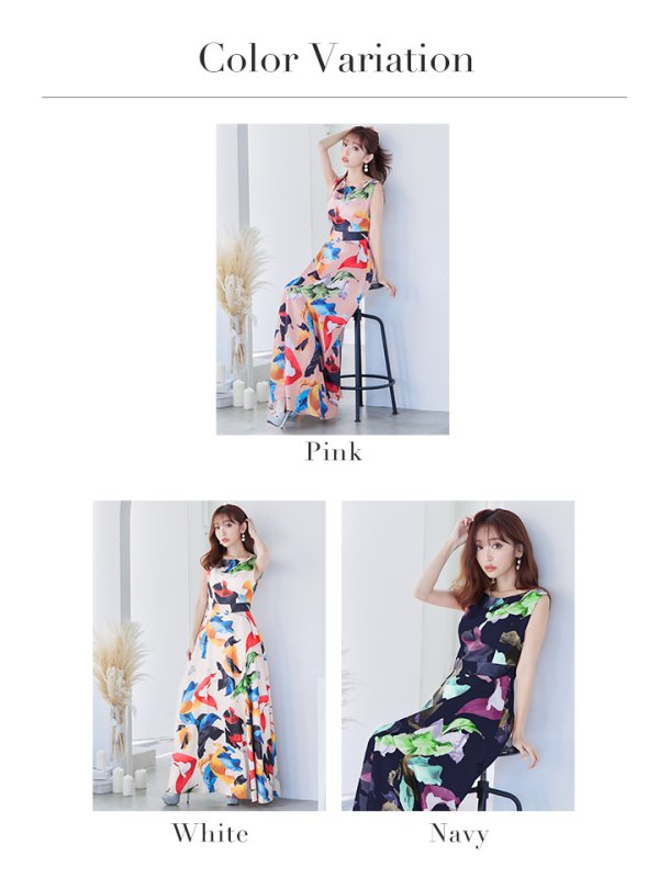 画像24: XS-Lサイズあり【ERUKEI エルケイ】Aライン/ プリント/ノースリーブ/ ワンピース/ ロングドレス / キャバドレス long[OF2] (24)