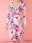 画像3: XS〜Lサイズあり【ERUKEI エルケイ】長袖/フラワープリント/ カシュクール/ ロングスリーブ/ キャバドレス[OF2] (3)