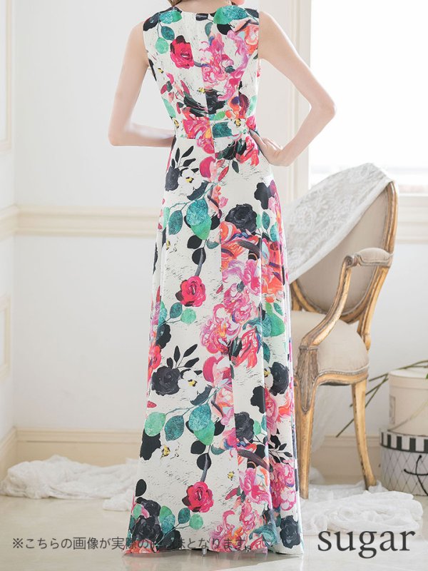 画像18: 【ERUKEI エルケイ】Aライン/フラワープリント/ノースリ /ロング/ロングドレス /キャバドレスlong[OF2] (18)