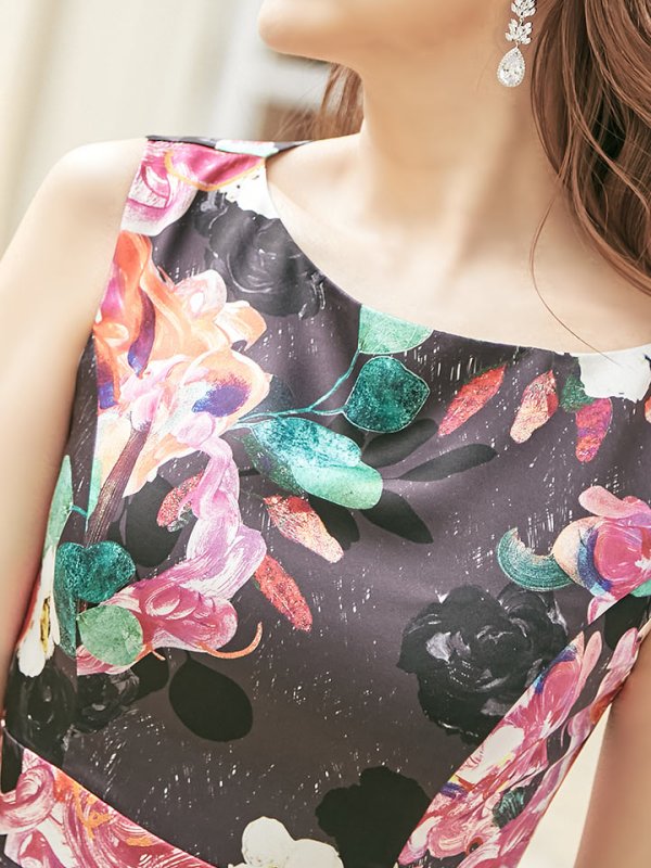 画像5: 【ERUKEI エルケイ】Aライン/フラワープリント/ノースリ /ロング/ロングドレス /キャバドレスlong[OF2] (5)