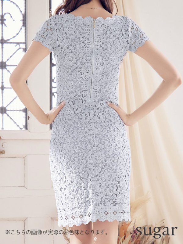 画像9: 【XS-XLサイズあり】【ERUKEI エルケイ】ケミカルレース/ ボートネック/ ノースリーブ/ ミディアム丈/ ワンピース/ ミニドレス/ キャバドレス[OF2] (9)