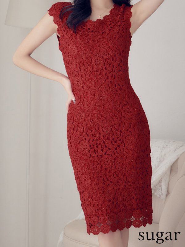 画像8: 【XS-XLサイズあり】【ERUKEI エルケイ】ラメ/ケミカルレース/ ボートネック/ ノースリーブ/ ミディアム丈/ ワンピース/ ミニドレス/ キャバドレス[OF2] (8)