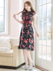 画像22: XS-Lサイズあり 【GINZA COUTURE/銀座クチュール】フラワープリント/ ノースリーブ/ フレア/ ミディアム丈/ ひざ丈/ ワンピース/ キャバドレス[OF2] (22)