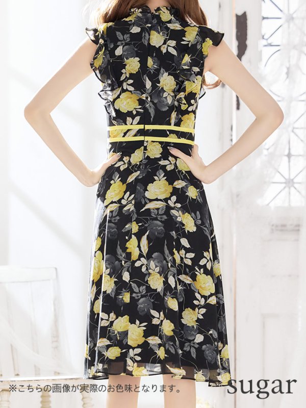 画像19: XS-Lサイズあり 【GINZA COUTURE/銀座クチュール】フラワープリント/ ノースリーブ/ フレア/ ミディアム丈/ ひざ丈/ ワンピース/ キャバドレス[OF2] (19)