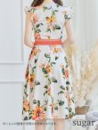 画像16: XS-Lサイズあり 【GINZA COUTURE/銀座クチュール】フラワープリント/ フリル袖/ フレア/ ミディアム丈/ ひざ丈/ ワンピース/ キャバドレス[OF2] (16)