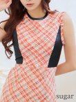画像34: 【GINZA COUTURE/銀座クチュール】 チェックツイード/ ノースリーブ/ タイト/ ワンピース/ キャバドレス[OF2] (34)