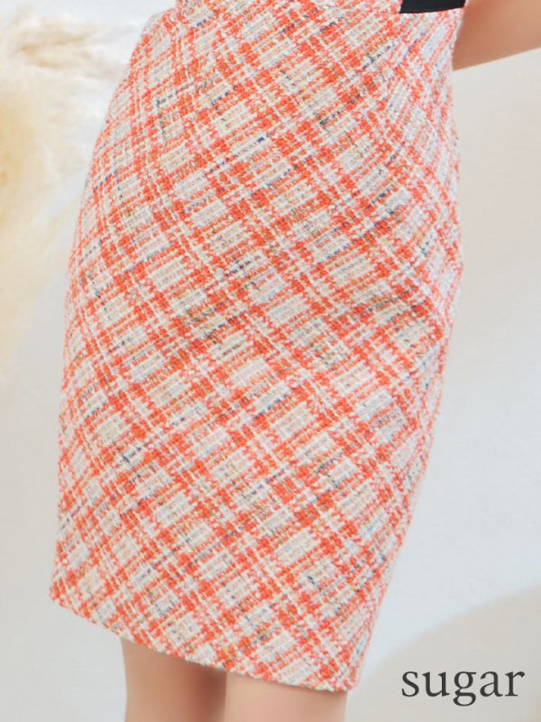 画像35: 【GINZA COUTURE/銀座クチュール】 チェックツイード/ ノースリーブ/ タイト/ ワンピース/ キャバドレス[OF2] (35)