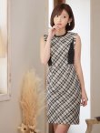 画像15: 【GINZA COUTURE/銀座クチュール】 チェックツイード/ ノースリーブ/ タイト/ ワンピース/ キャバドレス[OF2] (15)