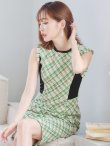 画像5: 【GINZA COUTURE/銀座クチュール】 チェックツイード/ ノースリーブ/ タイト/ ワンピース/ キャバドレス[OF2] (5)