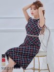XSサイズあり【GINZA COUTURE/銀座クチュール】 ツイード/ ノースリーブ/ Aライン/ ワンピース/ ひざ丈/ ミディアムドレス/ キャバドレス　ネイビー
