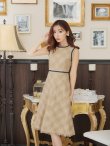 画像2: XSサイズあり 【GINZA COUTURE/銀座クチュール】 ツイード/ ノースリーブ/ Aライン/ ワンピース/ ひざ丈/ ミディアムドレス/ キャバドレス[OF2] (2)