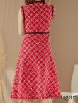 画像26: XSサイズあり 【GINZA COUTURE/銀座クチュール】 ツイード/ ノースリーブ/ Aライン/ ワンピース/ ひざ丈/ ミディアムドレス/ キャバドレス[OF2] (26)
