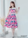 画像7: XS-Lサイズあり 【GINZA COUTURE/銀座クチュール】フラワープリント/ ハイウエスト/ ノースリーブ/ フレア/ Aライン/ ひざ丈/ ワンピース/ ミディアムドレス/ キャバドレス[OF2] (7)