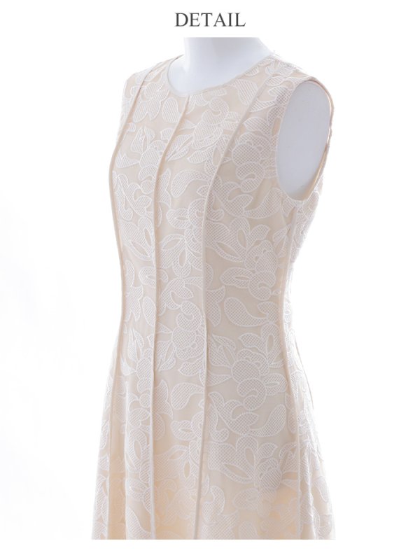 画像34: XS-Lサイズあり 【GINZA COUTURE/銀座クチュール】総レース/ パイピング/ ラインデザイン/ Aライン/ ひざ丈/ ノースリーブ/ ワンピース/ ミディアムドレス/ キャバドレス[OF2] (34)