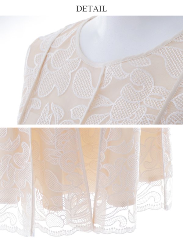 画像35: XS-Lサイズあり 【GINZA COUTURE/銀座クチュール】総レース/ パイピング/ ラインデザイン/ Aライン/ ひざ丈/ ノースリーブ/ ワンピース/ ミディアムドレス/ キャバドレス[OF2] (35)