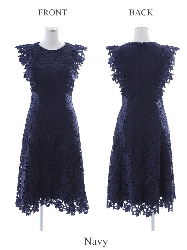 画像39: XS-Lサイズあり 【GINZA COUTURE/銀座クチュール】レース/ ワンカラー/ ノースリーブ/ Aライン/ フレア/ 膝丈/ ミディアムドレス/ キャバドレス[OF2] (39)