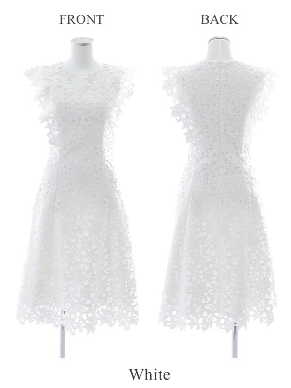 画像34: XS-Lサイズあり 【GINZA COUTURE/銀座クチュール】レース/ ワンカラー/ ノースリーブ/ Aライン/ フレア/ 膝丈/ ミディアムドレス/ キャバドレス[OF2] (34)