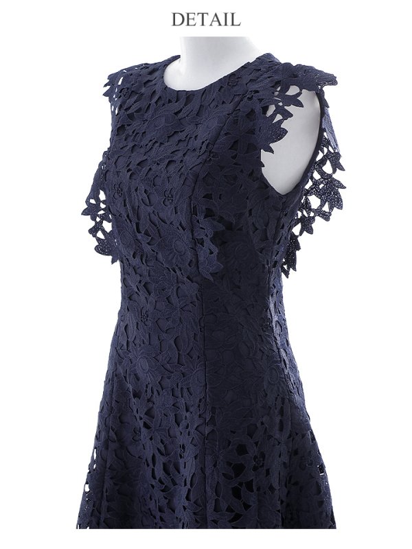 画像40: XS-Lサイズあり 【GINZA COUTURE/銀座クチュール】レース/ ワンカラー/ ノースリーブ/ Aライン/ フレア/ 膝丈/ ミディアムドレス/ キャバドレス[OF2] (40)