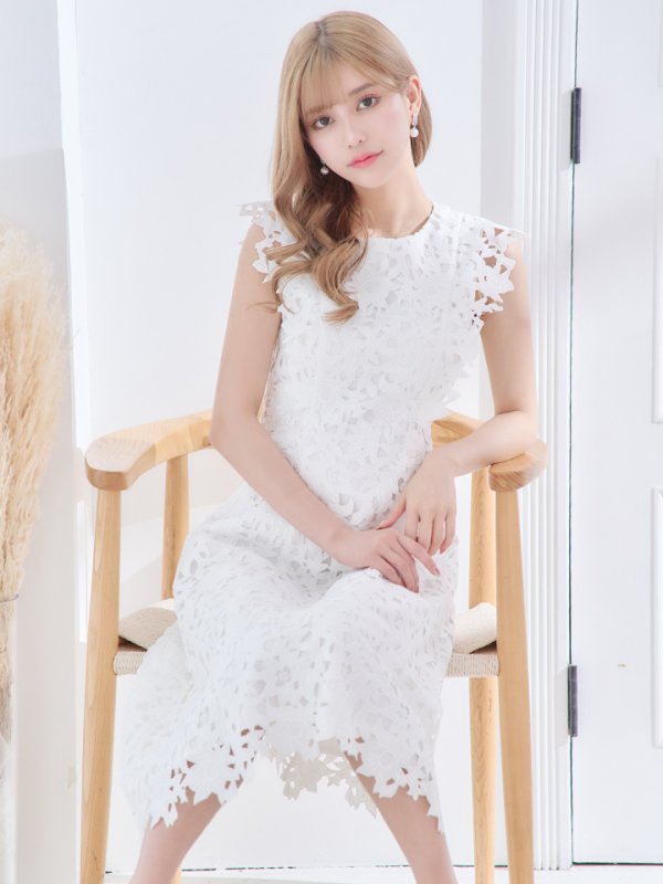 画像17: XS-Lサイズあり 【GINZA COUTURE/銀座クチュール】レース/ ワンカラー/ ノースリーブ/ Aライン/ フレア/ 膝丈/ ミディアムドレス/ キャバドレス[OF2] (17)