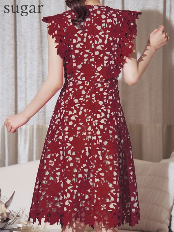 画像31: XS-Lサイズあり 【GINZA COUTURE/銀座クチュール】レース/ ワンカラー/ ノースリーブ/ Aライン/ フレア/ 膝丈/ ミディアムドレス/ キャバドレス[OF2] (31)