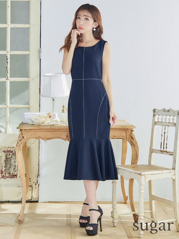 画像27: XS-Lサイズあり 【GINZA COUTURE/銀座クチュール】シンプル/ ワンカラー/ ノースリーブ/ マーメイド/ ミディアム丈/ ワンピース/ ミディアムドレス/ キャバドレス[OF2] (27)