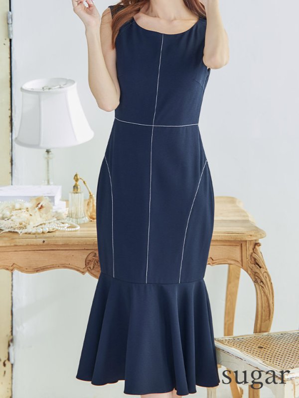 画像28: XS-Lサイズあり 【GINZA COUTURE/銀座クチュール】シンプル/ ワンカラー/ ノースリーブ/ マーメイド/ ミディアム丈/ ワンピース/ ミディアムドレス/ キャバドレス[OF2] (28)