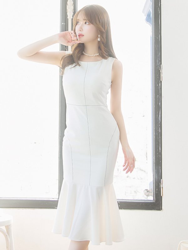 画像15: XS-Lサイズあり 【GINZA COUTURE/銀座クチュール】シンプル/ ワンカラー/ ノースリーブ/ マーメイド/ ミディアム丈/ ワンピース/ ミディアムドレス/ キャバドレス[OF2] (15)