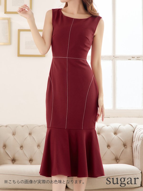 画像8: XS-Lサイズあり 【GINZA COUTURE/銀座クチュール】シンプル/ ワンカラー/ ノースリーブ/ マーメイド/ ミディアム丈/ ワンピース/ ミディアムドレス/ キャバドレス[OF2] (8)