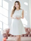 画像2: XS-Lサイズあり 【GINZA COUTURE/銀座クチュール】アンイーブンファブリック/ ワンカラー/ ノースリーブ/ Aライン/ フレア/ ワンピース/ ミニドレス/ キャバドレス[OF2] (2)