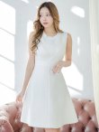 画像3: XS-Lサイズあり 【GINZA COUTURE/銀座クチュール】アンイーブンファブリック/ ワンカラー/ ノースリーブ/ Aライン/ フレア/ ワンピース/ ミニドレス/ キャバドレス[OF2] (3)