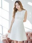 画像5: XS-Lサイズあり 【GINZA COUTURE/銀座クチュール】アンイーブンファブリック/ ワンカラー/ ノースリーブ/ Aライン/ フレア/ ワンピース/ ミニドレス/ キャバドレス[OF2] (5)