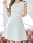 画像8: XS-Lサイズあり 【GINZA COUTURE/銀座クチュール】アンイーブンファブリック/ ワンカラー/ ノースリーブ/ Aライン/ フレア/ ワンピース/ ミニドレス/ キャバドレス[OF2] (8)