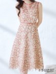 画像9: XSサイズあり 【GINZA COUTURE/銀座クチュール】フラワーレース/ ボートネック/ ノースリーブ/ Aライン/ フレア/ ワンピース/ ミディアムドレス/ キャバドレス[OF2] (9)
