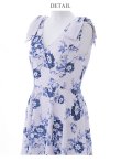 画像11: XS-Lサイズあり 【GINZA COUTURE/銀座クチュール】フラワープリント/ ショルダーリボン/ ノースリーブ/ ひざ丈/ フレア/ Aライン/ ワンピース/ ミディアムドレス/ キャバドレス[OF2] (11)