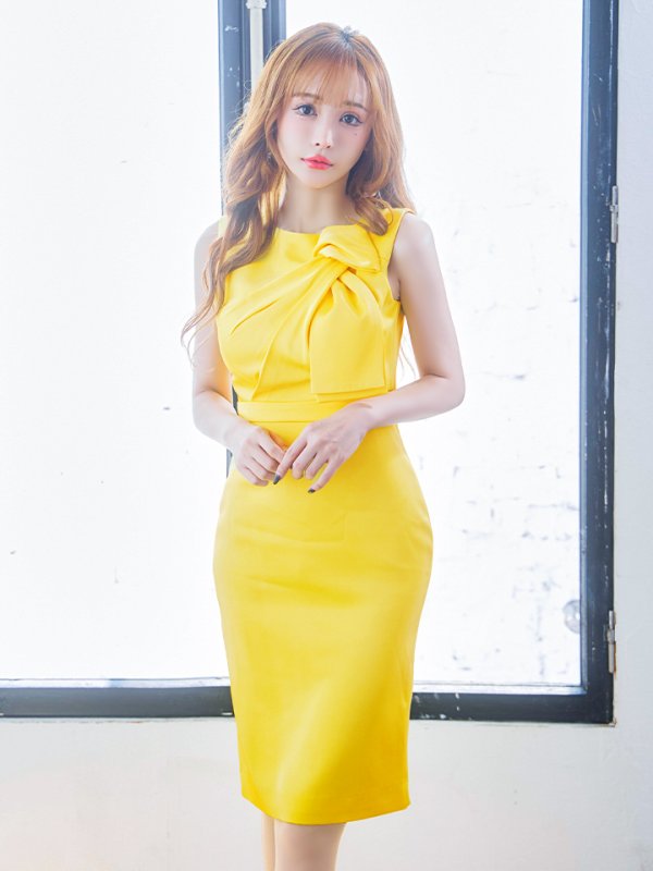 画像21: 【XS-Lサイズあり】 【GINZA COUTURE/銀座クチュール】シンプル/ ワンカラー/ ノースリーブ/ ショルダーリボン/ タイト/ 膝丈/ ミディアムドレス/ キャバドレス[OF2] (21)