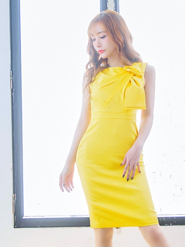 画像22: 【XS-Lサイズあり】 【GINZA COUTURE/銀座クチュール】シンプル/ ワンカラー/ ノースリーブ/ ショルダーリボン/ タイト/ 膝丈/ ミディアムドレス/ キャバドレス[OF2] (22)