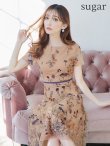 画像12: XS-Lサイズあり 【GINZA COUTURE/銀座クチュール】フラワー刺繍/ 半袖/ 袖あり/ ボートネック/ ミディアム丈/ 膝丈/ Aライン/ フレア/ ワンピース/ ミディアムドレス/ キャバドレス[OF2] (12)