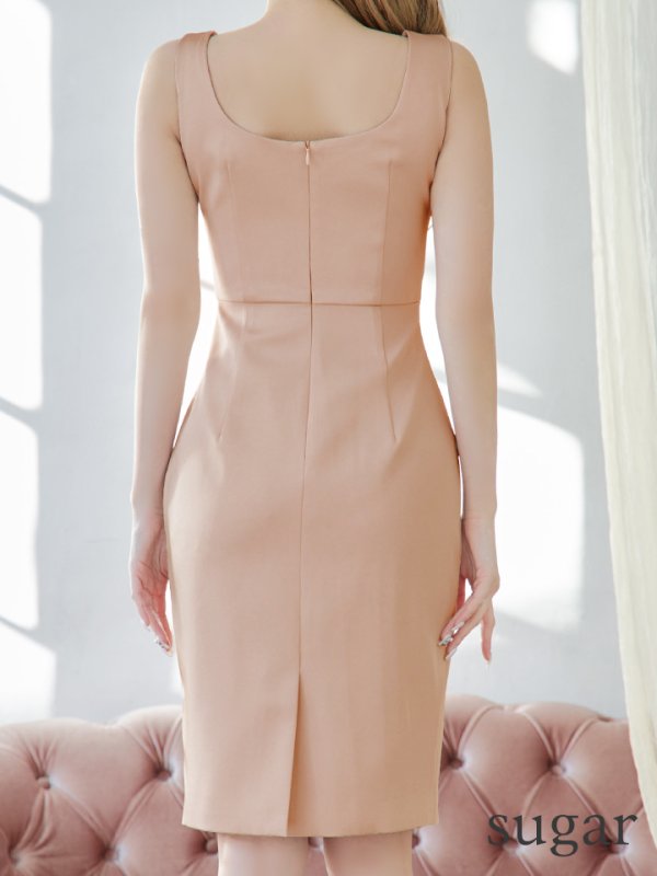 画像21: XS-Lサイズあり 【GINZA COUTURE/銀座クチュール】ヴィンテージフラワープリント/ スクエアネック/ ノースリーブ/ タイト/ 膝丈/ ミディアムドレス/ キャバドレス[OF2] (21)