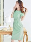 画像3: XS-Lサイズあり 【GINZA COUTURE/銀座クチュール】ワンカラー/ 半袖/ ウエストリボン/ シンプル/ ミディアム丈/ 膝丈/ ワンピース/ ミニドレス/ キャバドレス[OF2] (3)