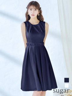 【GINZA COUTURE/銀座クチュール】ワンカラー/ タック/ ノースリーブ/ プリーツ/ フレア/ ミディアム丈/ ワンピース/ ミディアムドレス/ キャバドレス